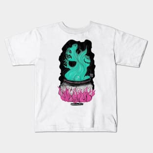 Cauldron ghost creepy spooky soul demon Kids T-Shirt